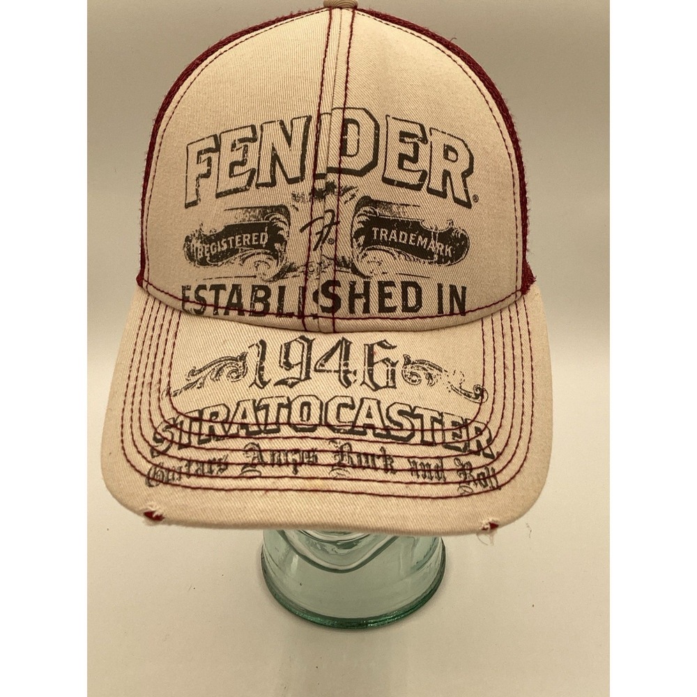 Fender Stratocaster Trucker Hat Vintage Logo Establishment Year 1946 Adjustable